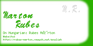 marton rubes business card